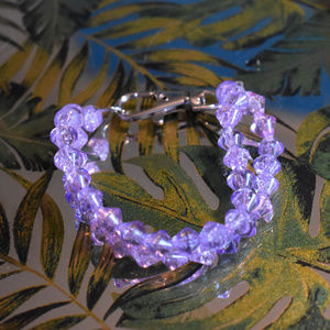 Purple Glass Bead Keychain Bracelet